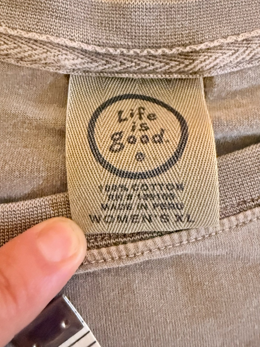 Life Is Good Taupe Long-Sleeve Tee with Pink Heart. #0089 - Picture 5 of 7